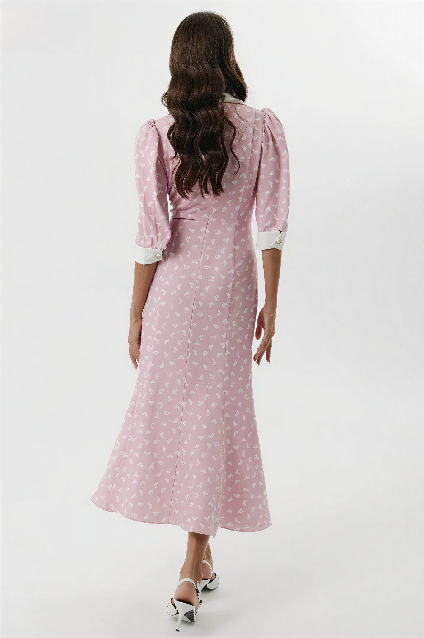 Floral Button Bow Midi Dress