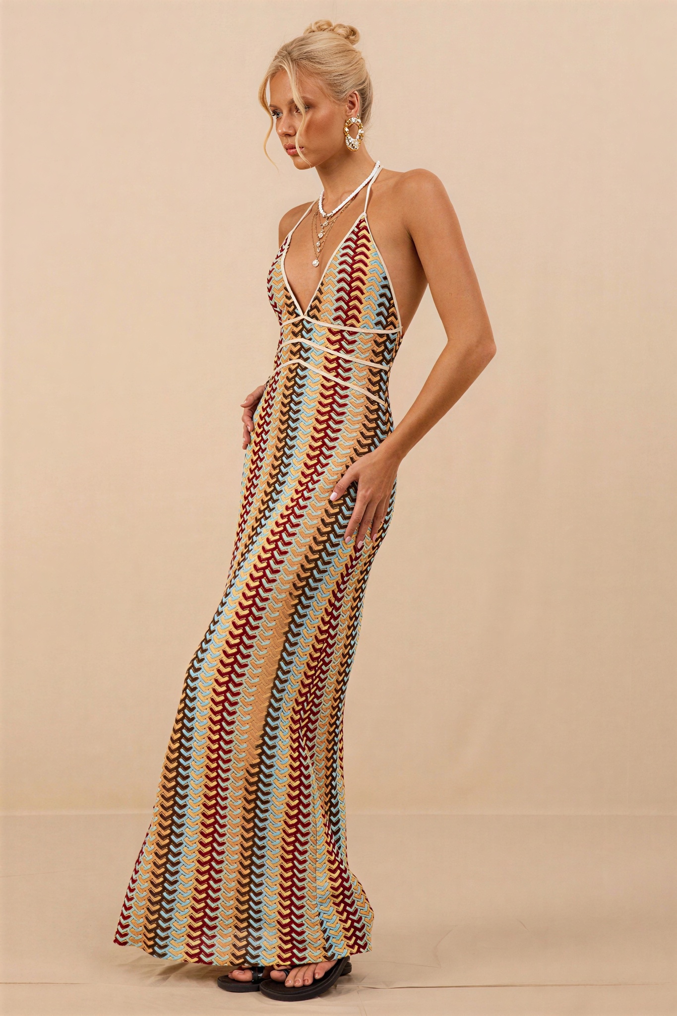 Crochet Halter Neck Backless Midi Dress