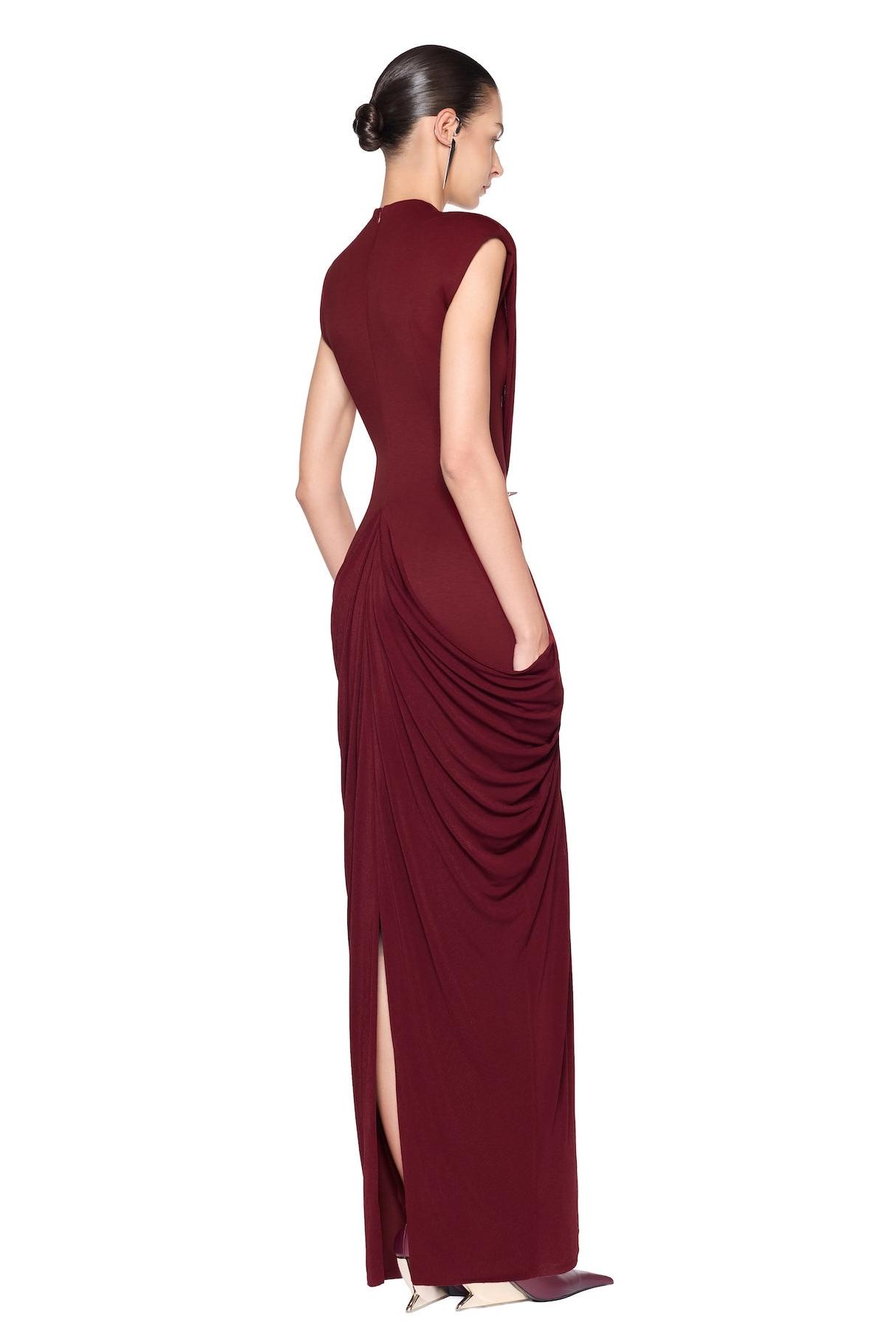Gathering Sleeveless Maxi Dress With Gloves