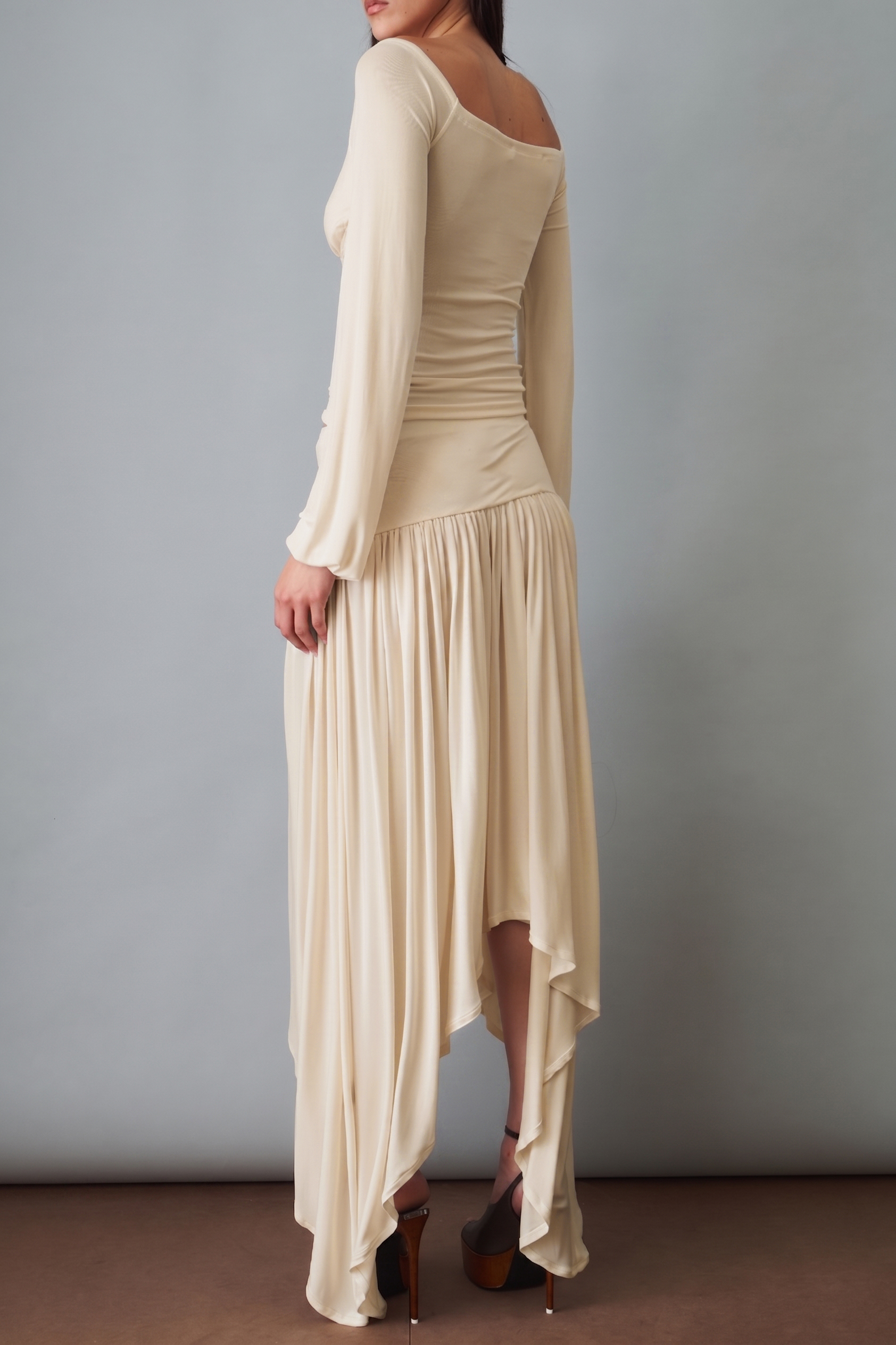 Off Shoulder Lace-Up Top & Mid Waist Midi Skirt Set