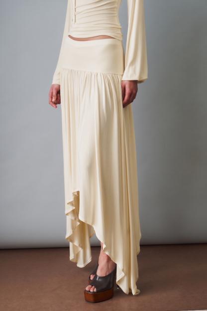 Off Shoulder Lace-Up Top & Mid Waist Midi Skirt Set