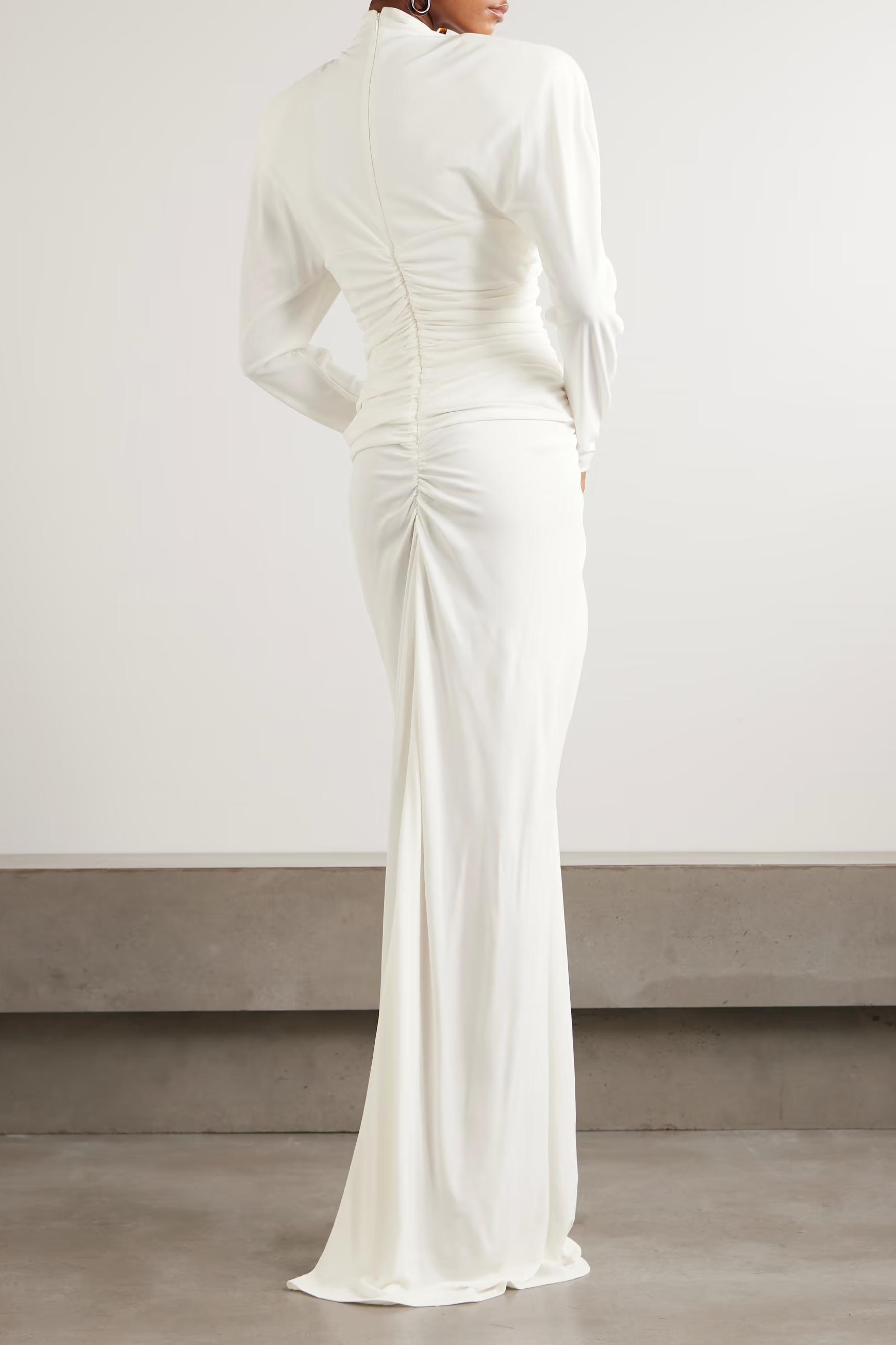 Jersey Gathering Long Sleeve Maxi Dress