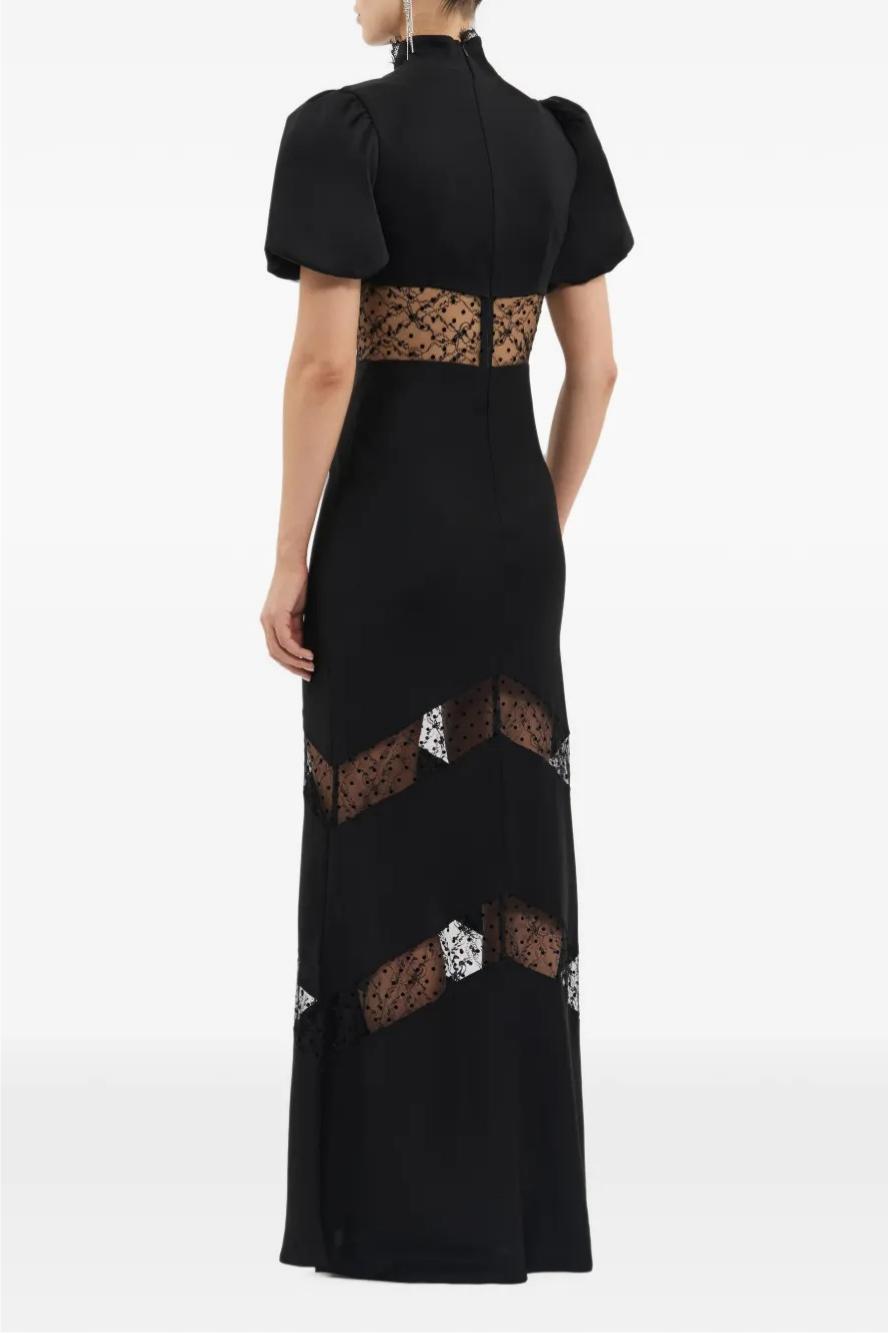 Lace Bow Puff Sleeve Maxi Dress