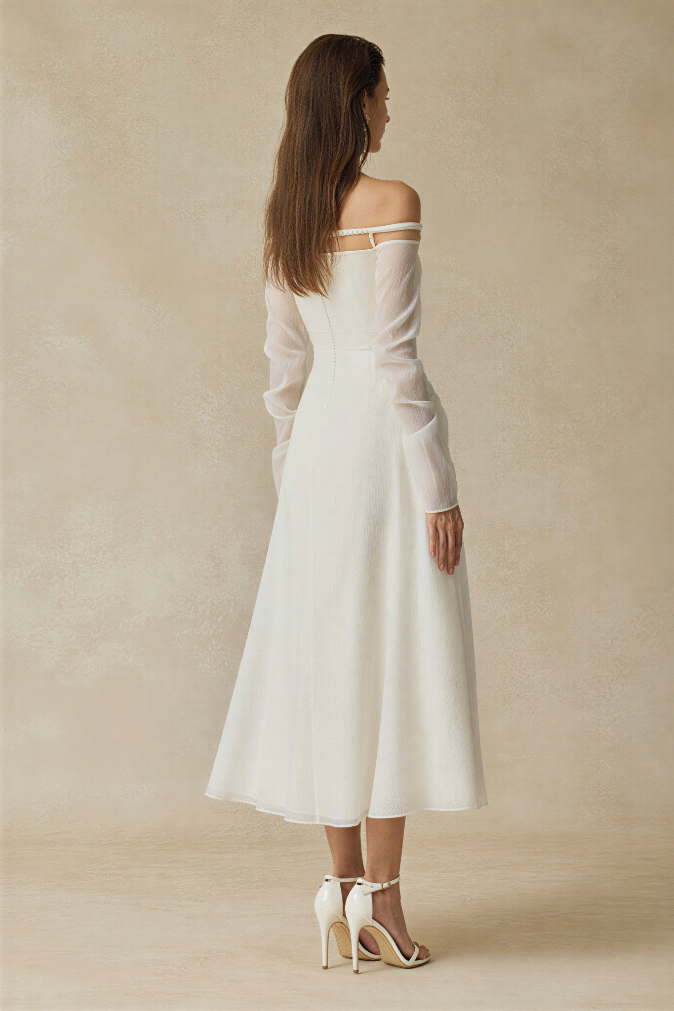 Solid Ruched Off Shoulder Midi Dress