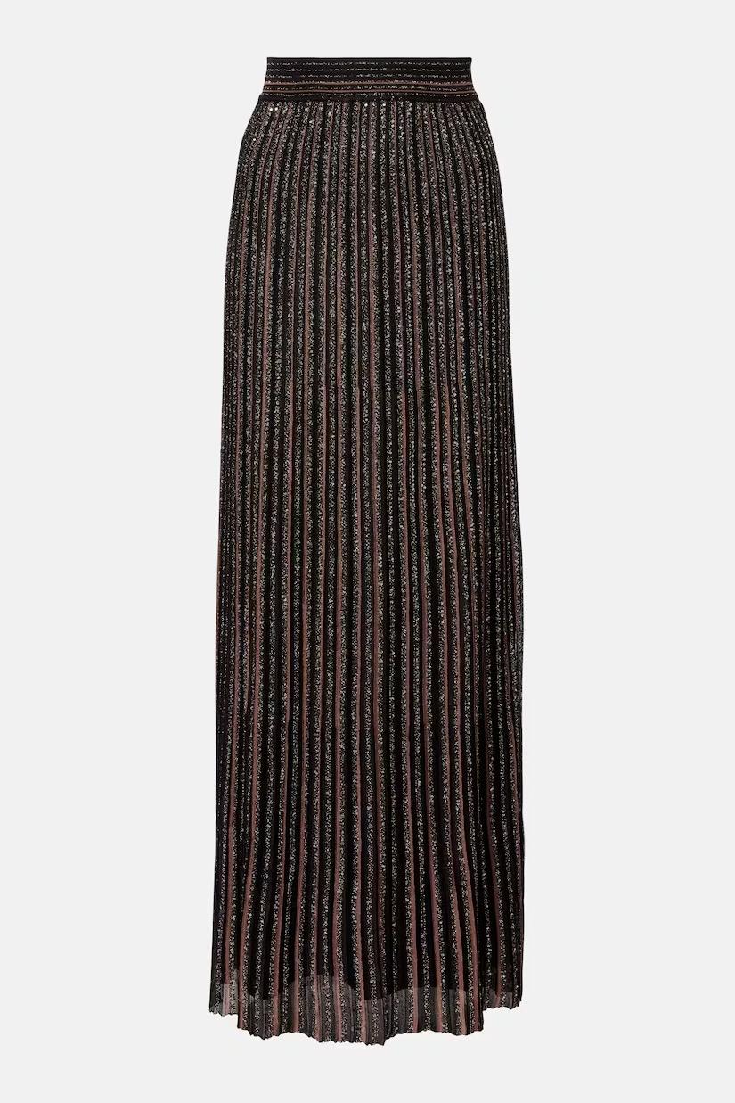 Luxury Stripe Top & Mid Waist Midi Skirt Set