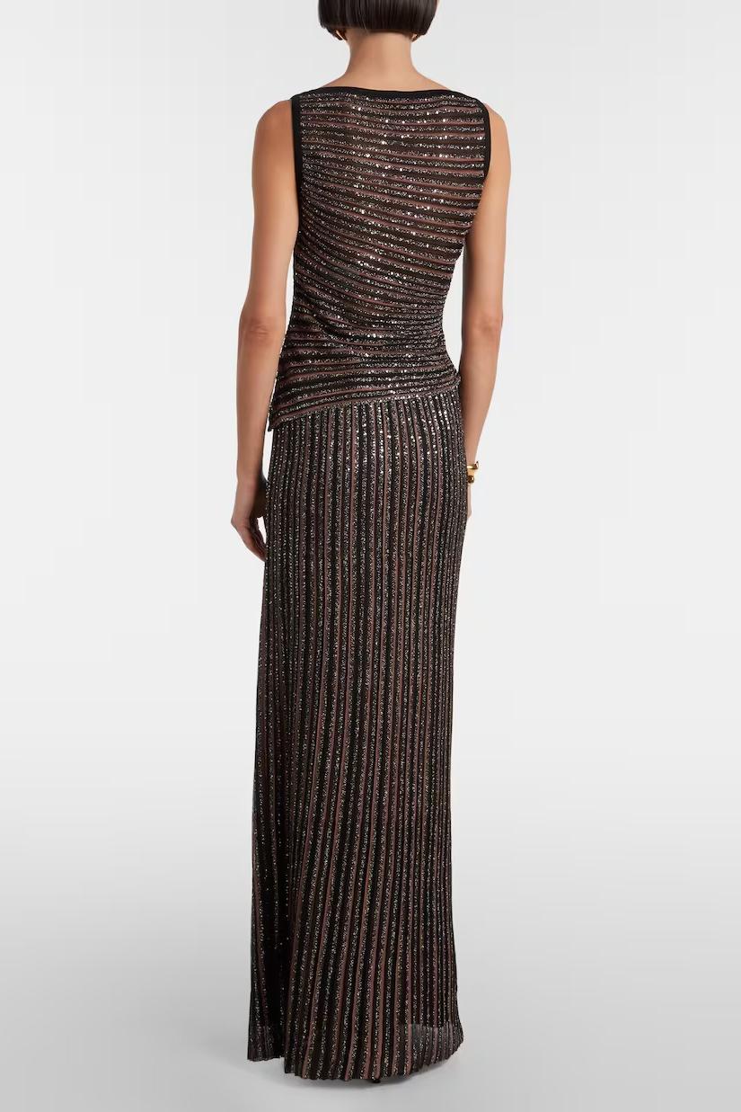 Luxury Stripe Top & Mid Waist Midi Skirt Set