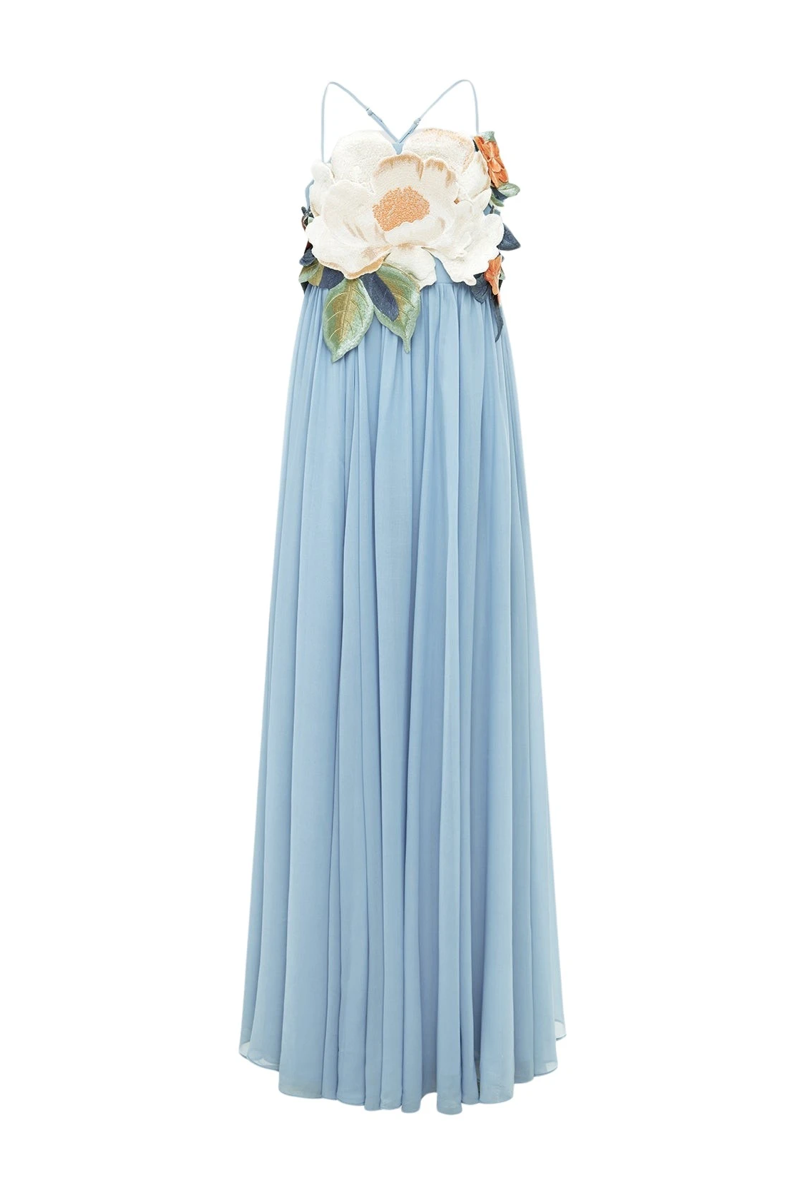 Embroidered Chiffon Slip Maxi Dress