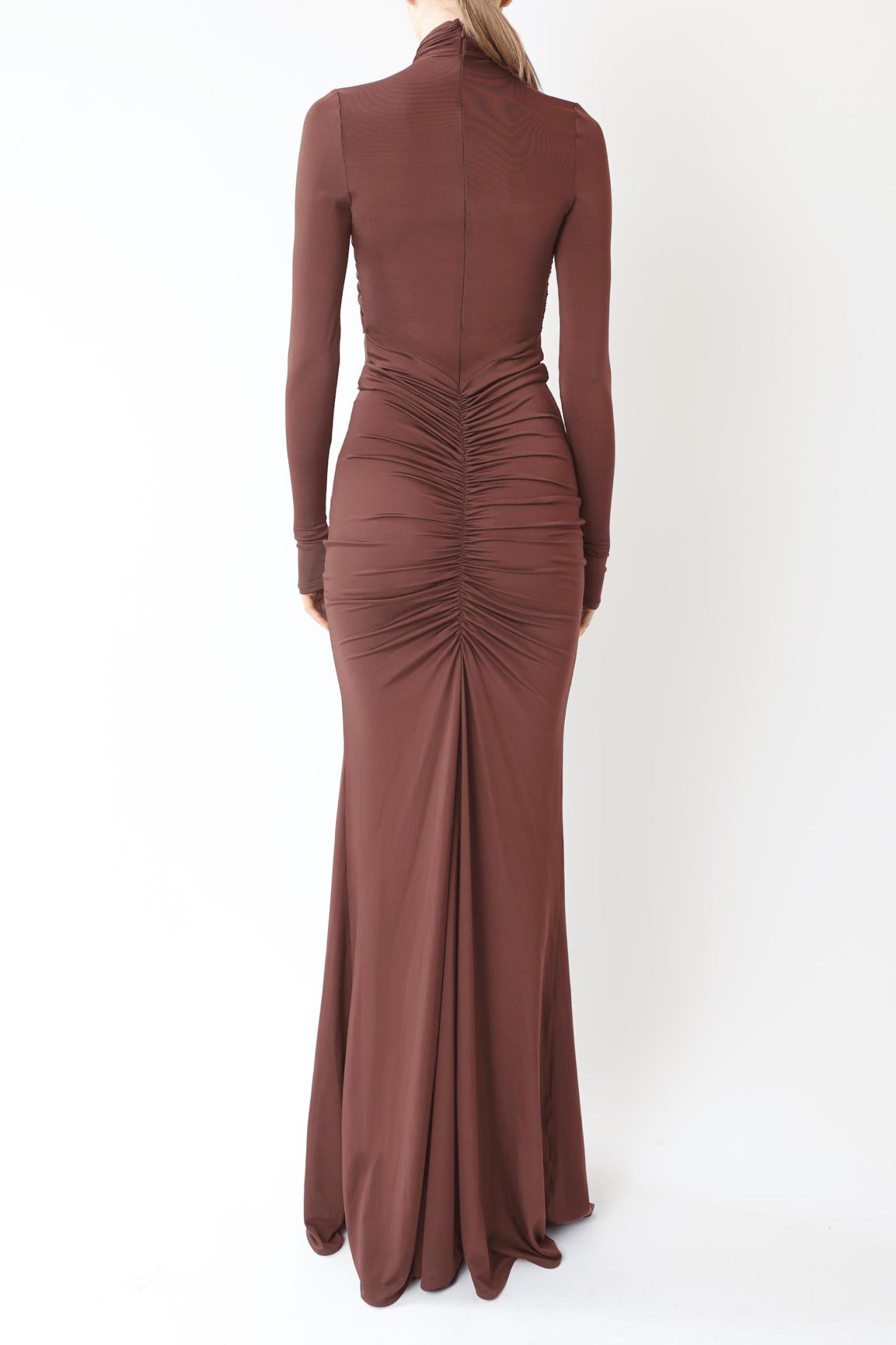 Jersey Halter Neck Gathering Maxi Dress