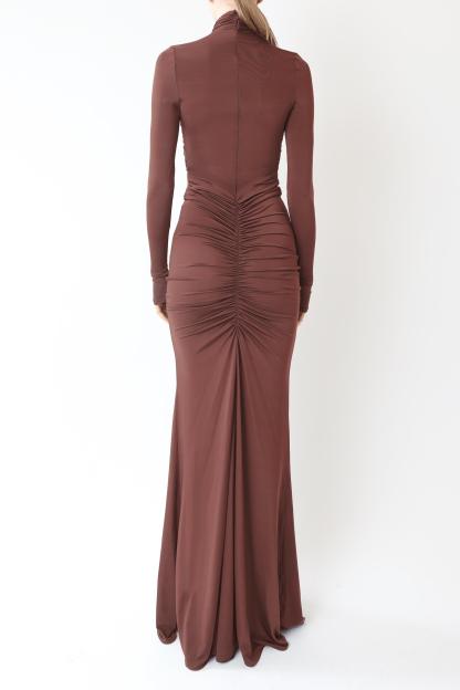 Jersey Halter Neck Gathering Maxi Dress