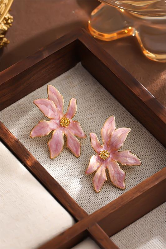 Floral Enamel Stud Earrings