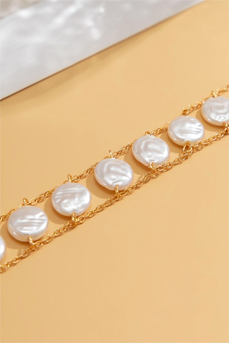 Faux Pearl Metal Chest Chain