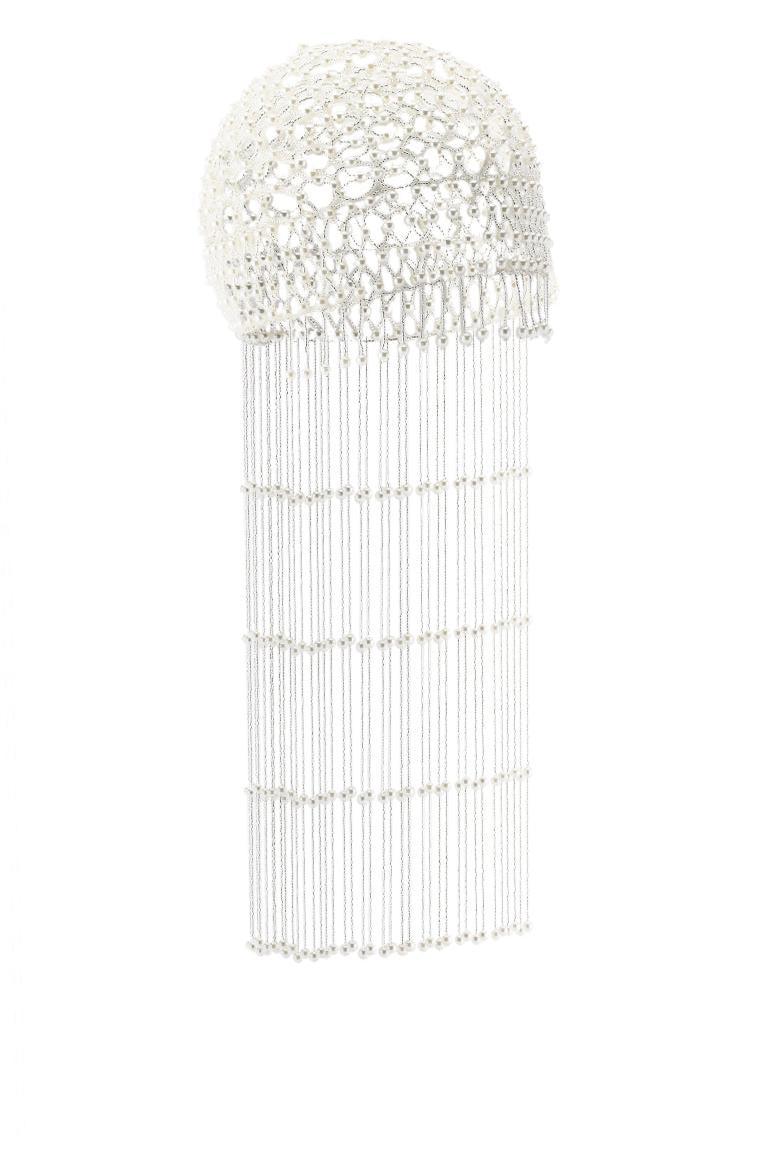 Faux Pearl Braided Tassel Hat