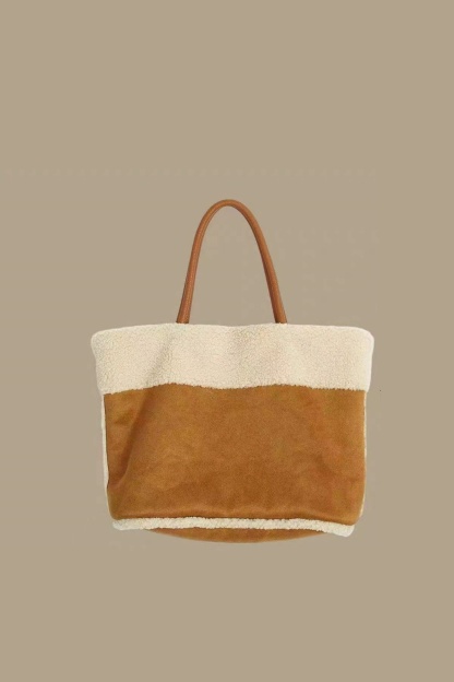 Faux Lamb Wool Suede Fabric Tote Bag