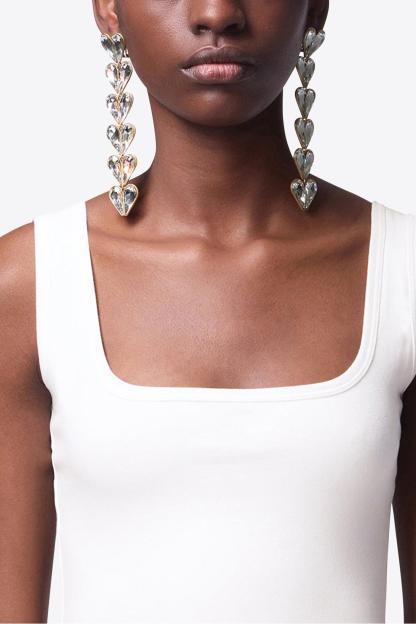 Heart Shape Rhinestone Drop Earrings