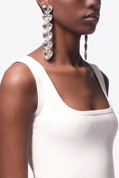 Heart Shape Rhinestone Drop Earrings