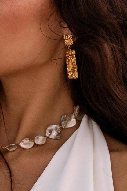 Vintage Rectangle Cameo Metal Earrings