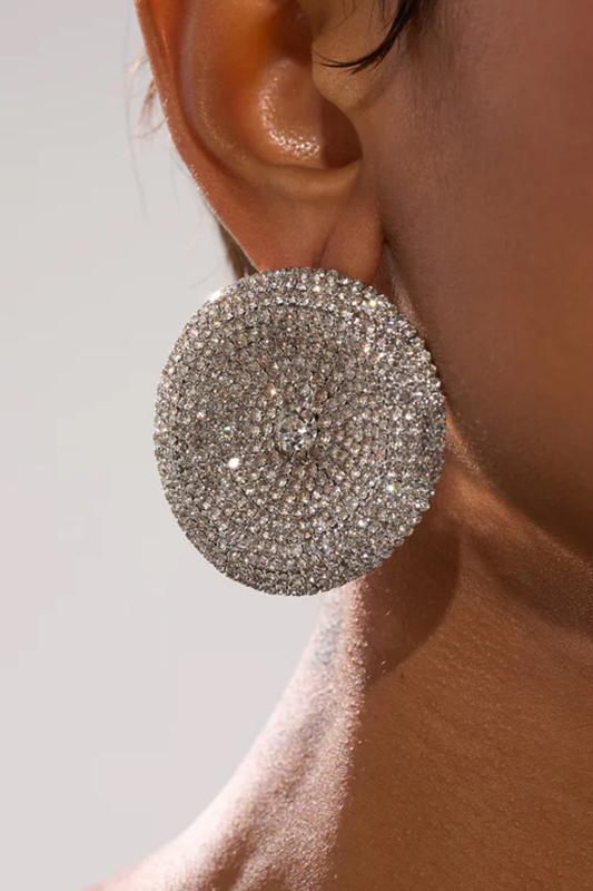 Faux Diamond Round Stud Earrings