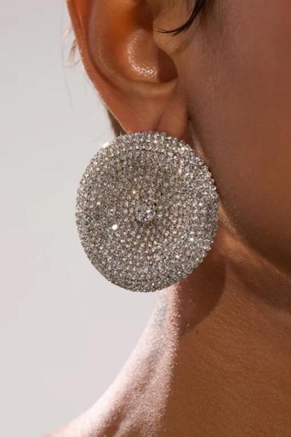 Faux Diamond Round Stud Earrings