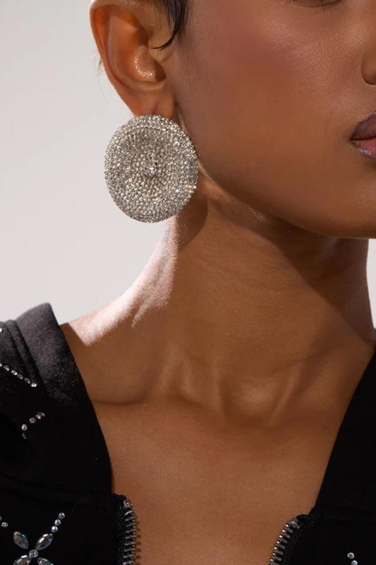 Faux Diamond Round Stud Earrings