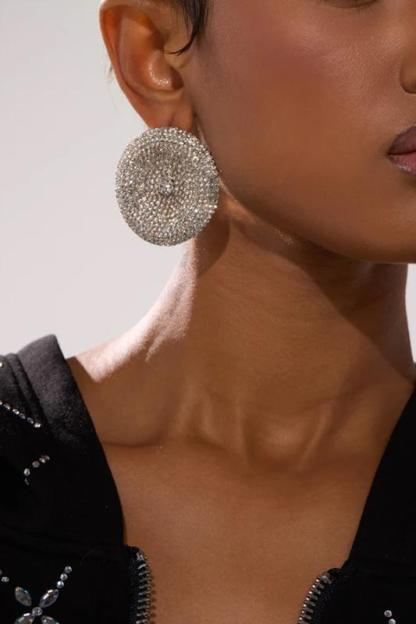 Faux Diamond Round Stud Earrings