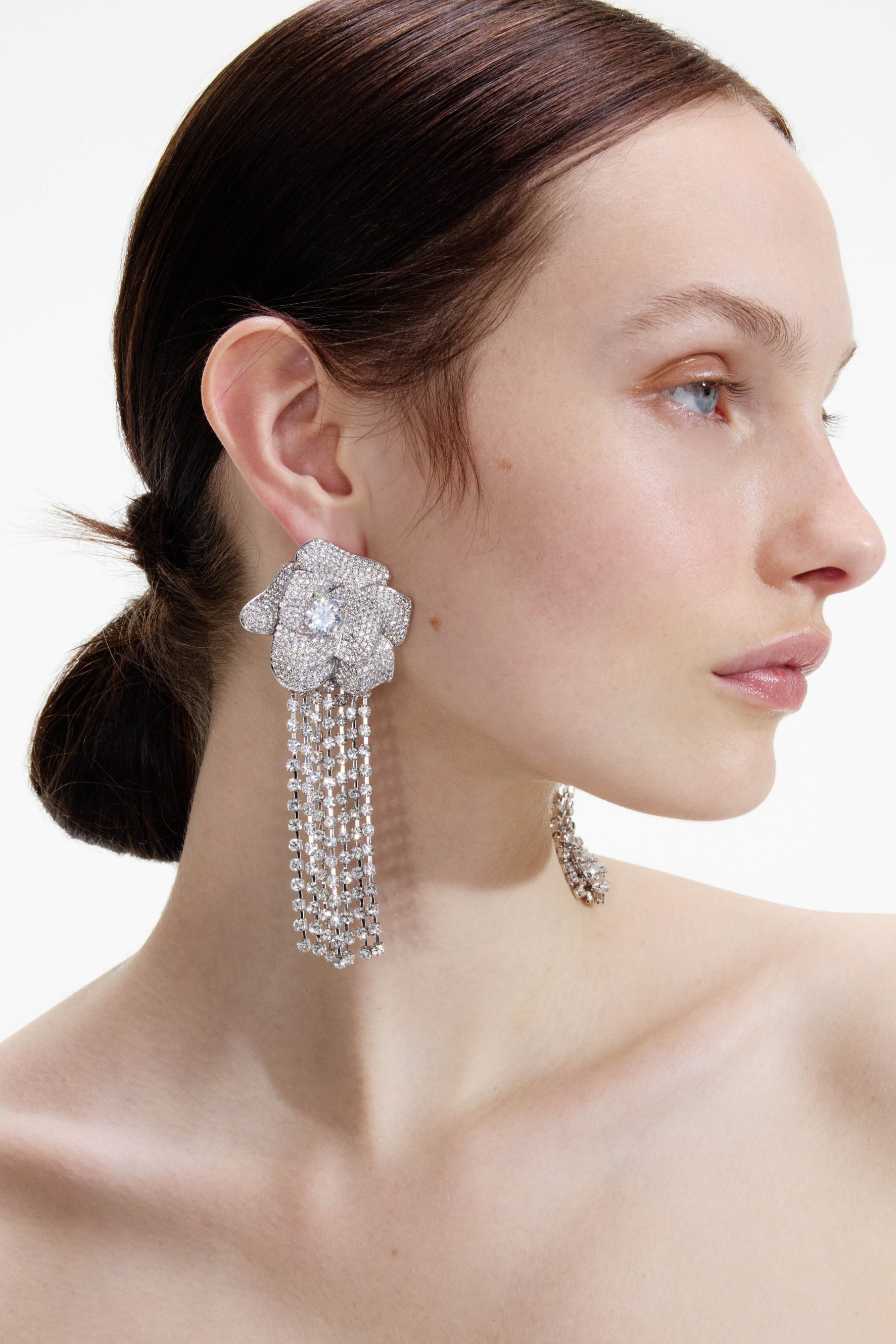 Crystal Flower Droplet Earrings