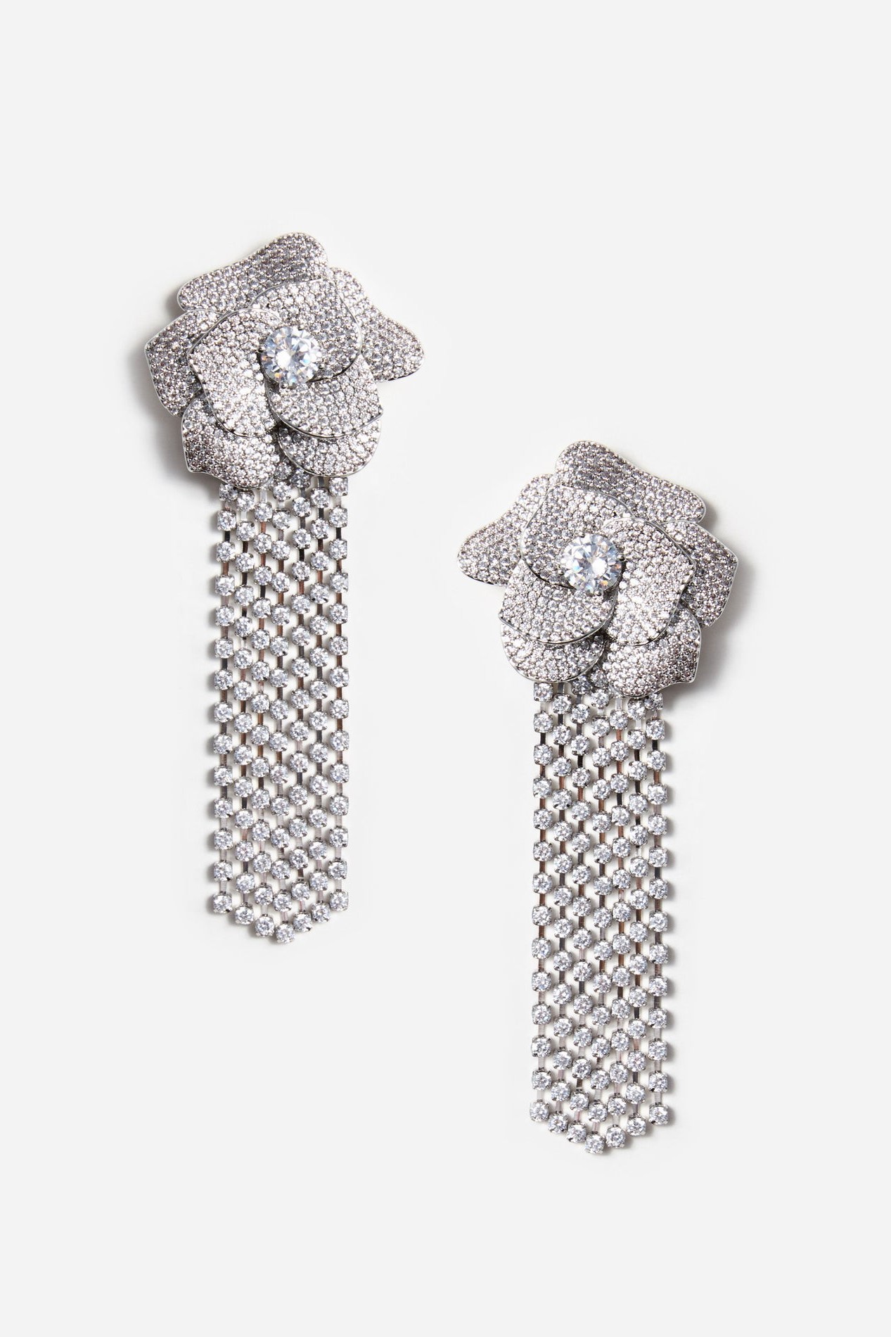 Crystal Flower Droplet Earrings