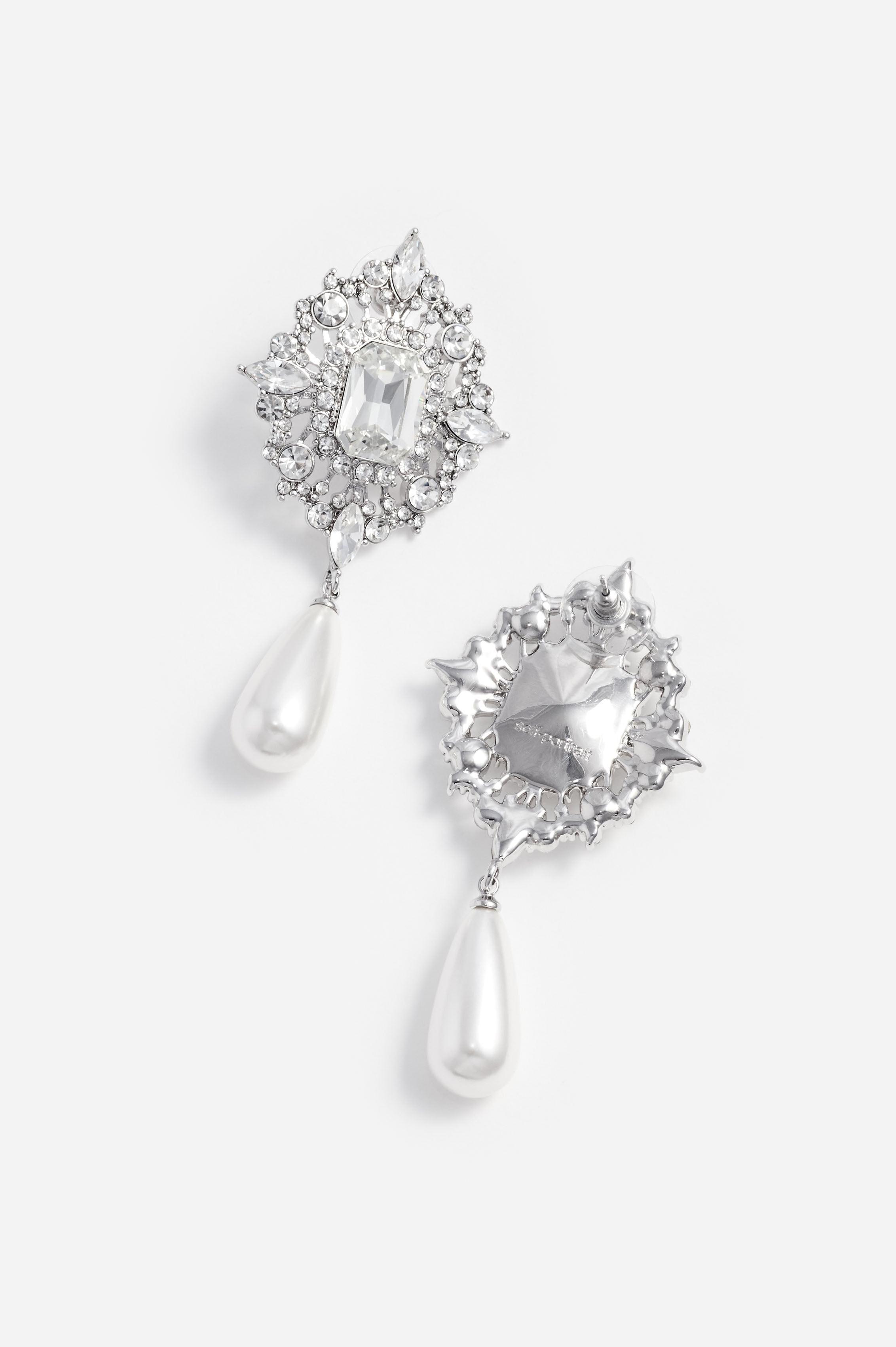 Crystal Faux Pearl Droplet Earrings