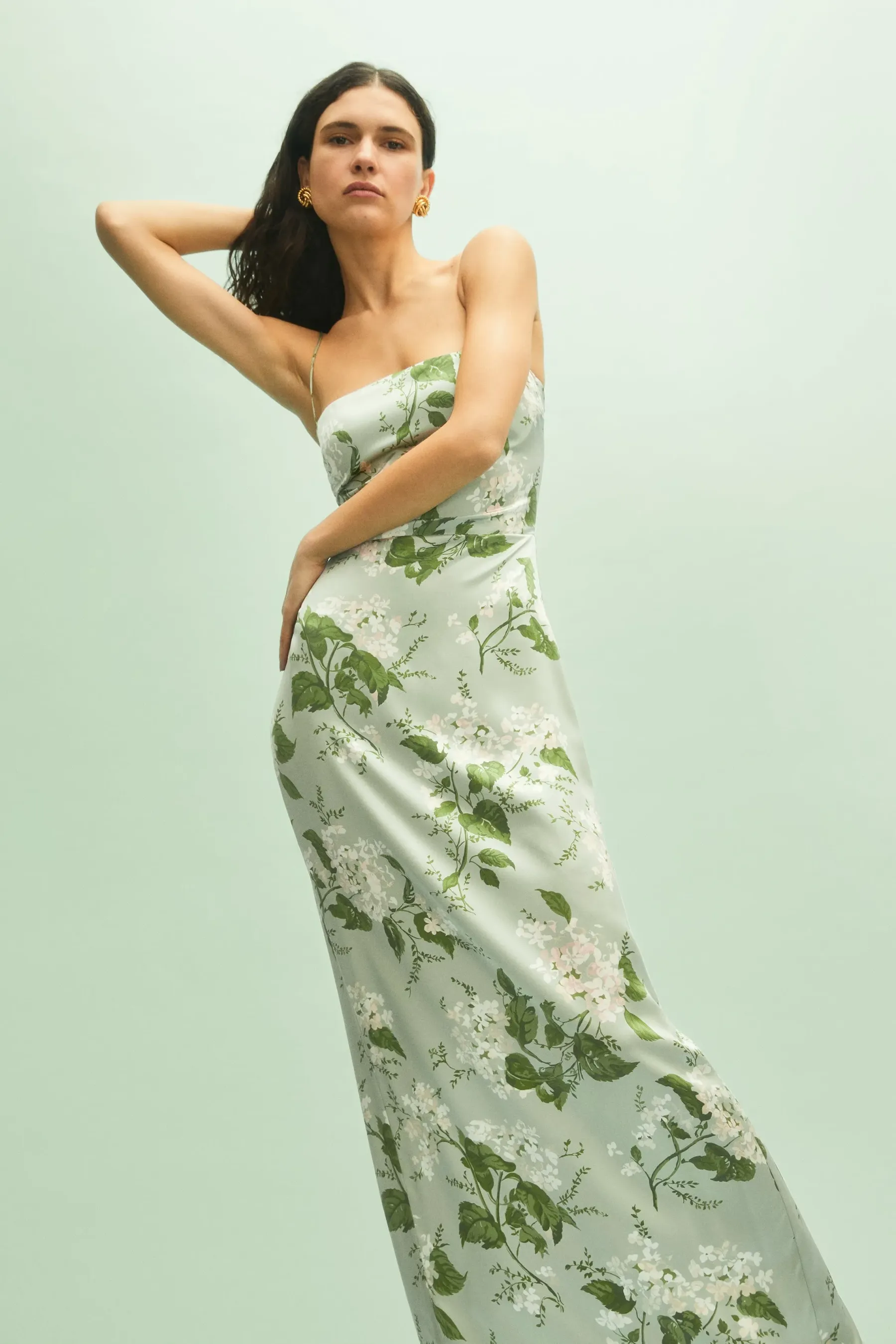 Satin Floral Cami Maxi Dress