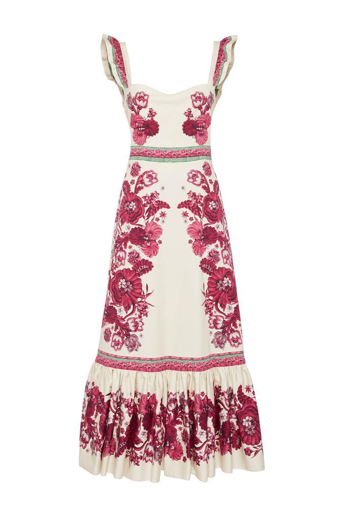 Floral Sleeveless Sweetheart Neck Splicing Midi Dress