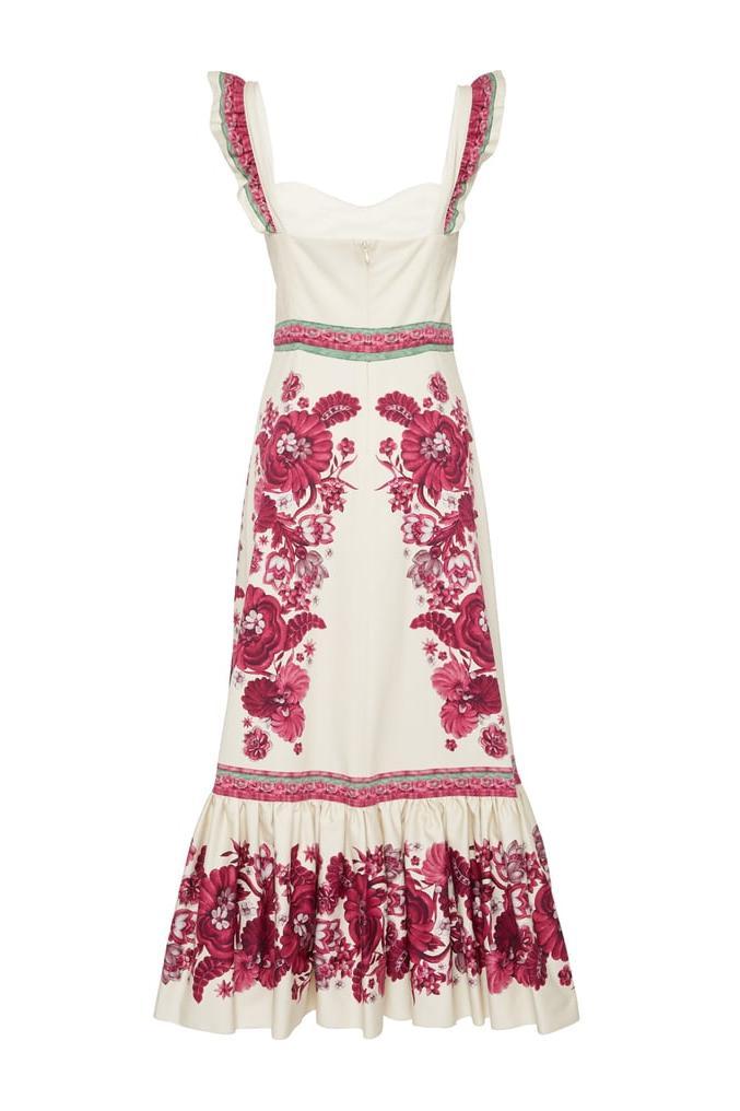 Floral Sleeveless Sweetheart Neck Splicing Midi Dress