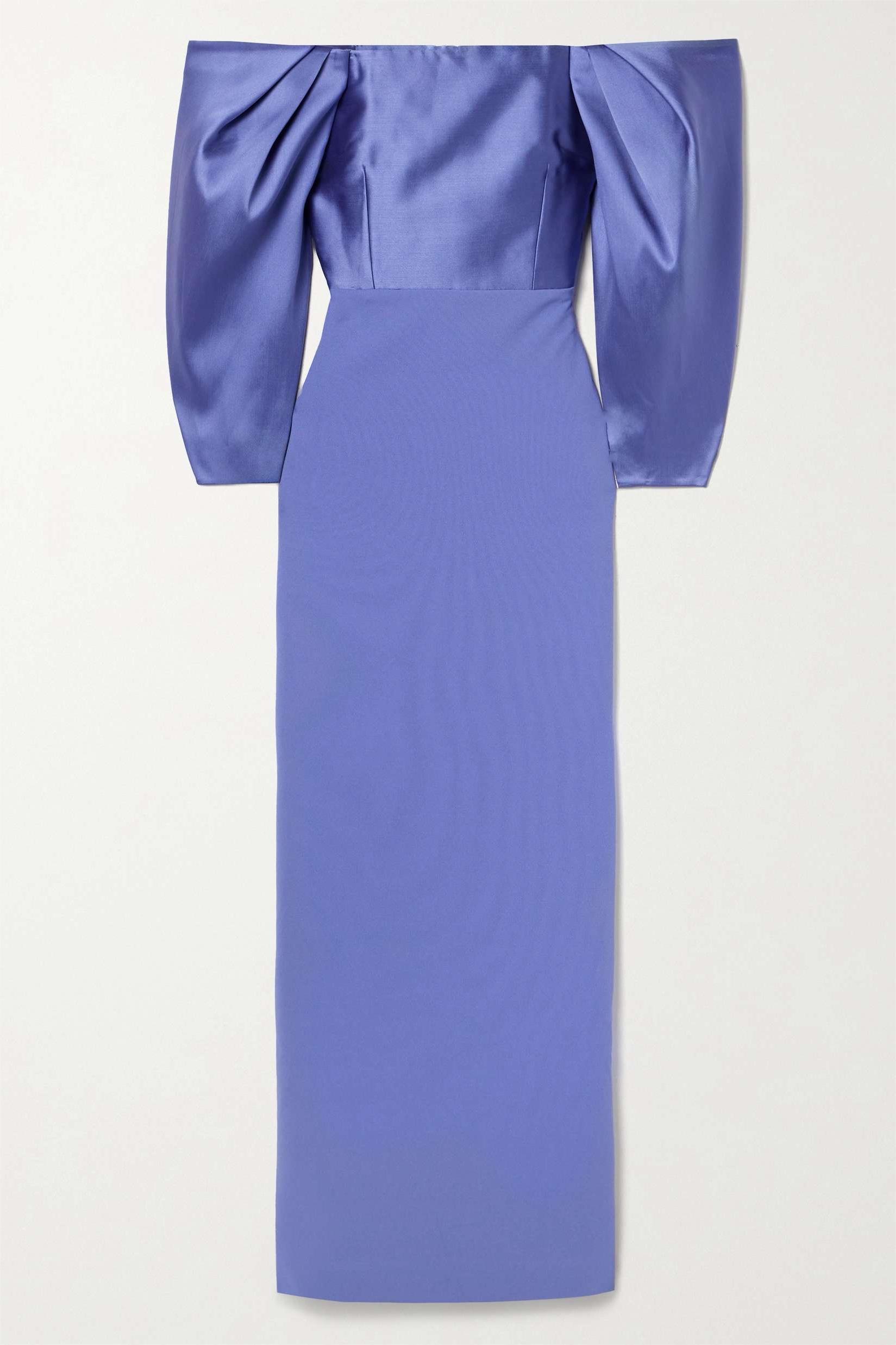 Solid Satin Off-Shoulder Maxi Dress