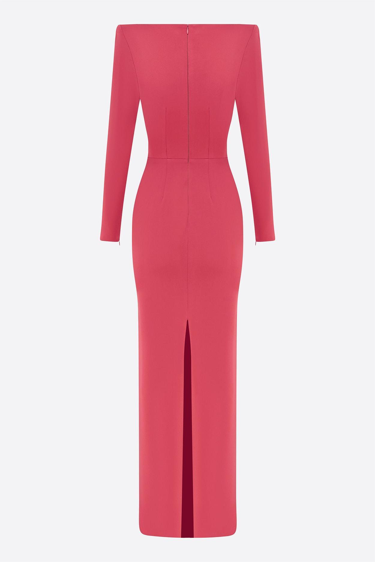 Satin Square Collar Long Sleeve Maxi Dress