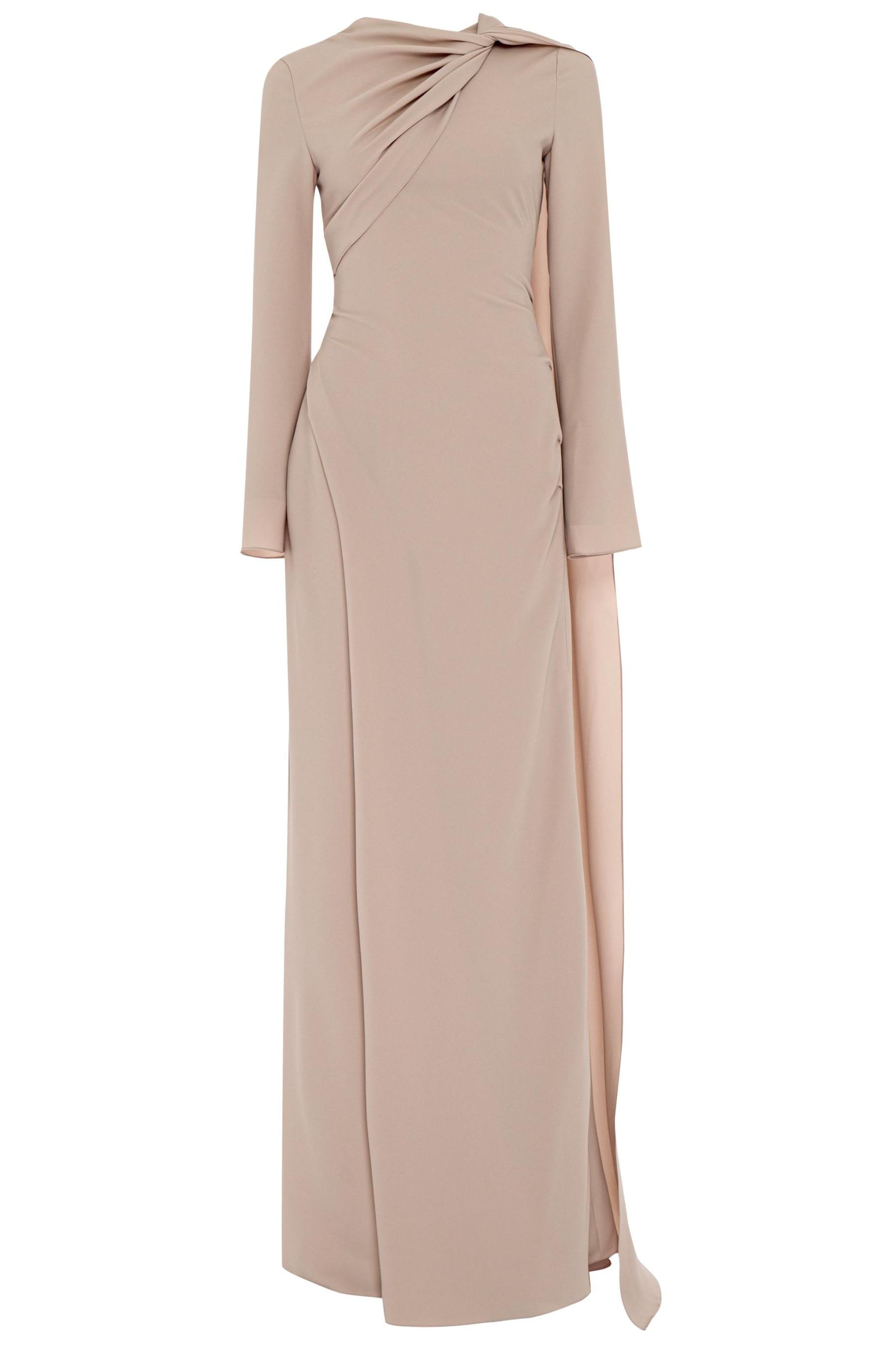 Solid Long Sleeve Cape Maxi Dress