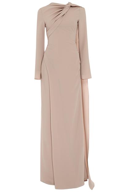 Solid Long Sleeve Cape Maxi Dress