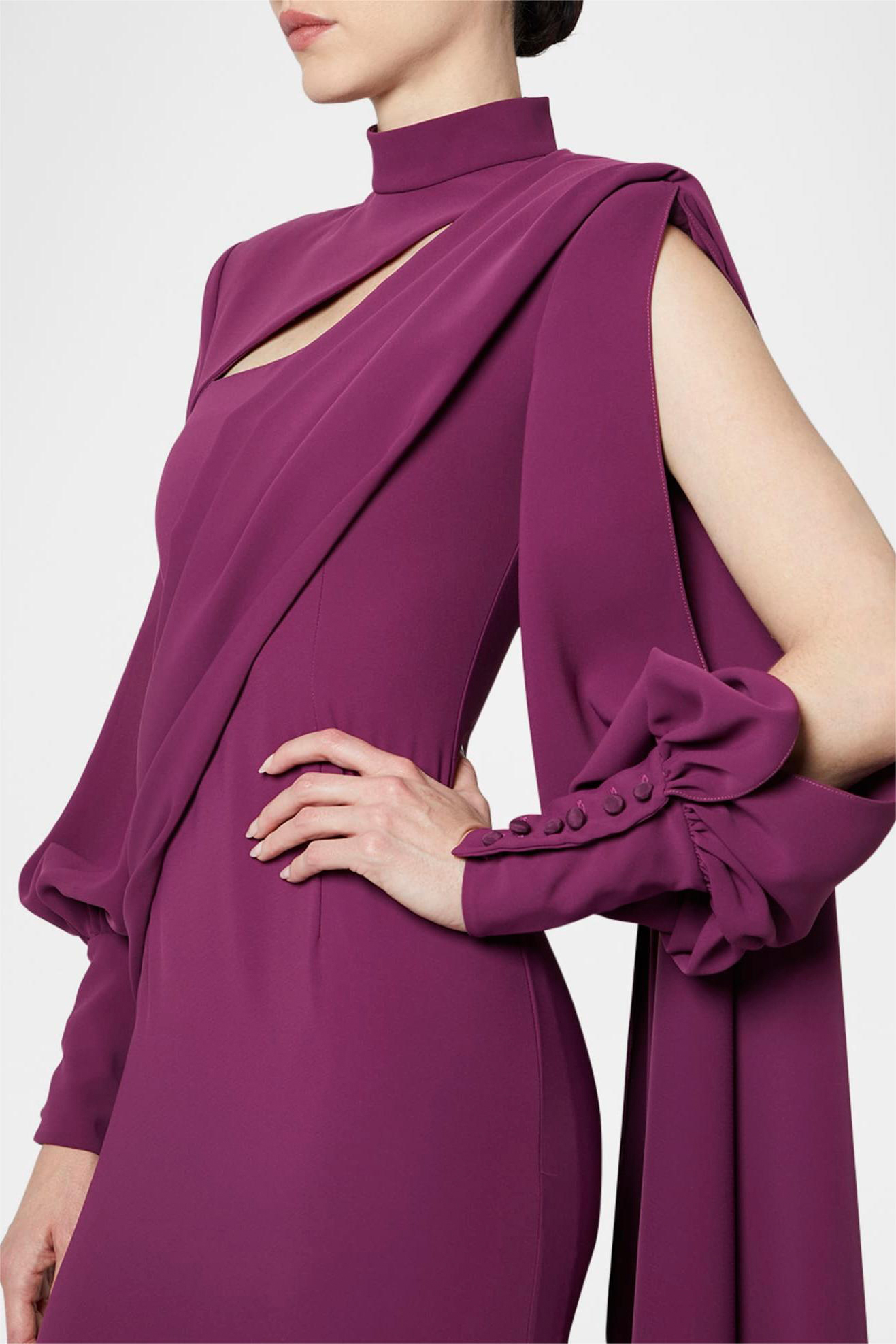 Solid Cut-Out Ruched Maxi Dress