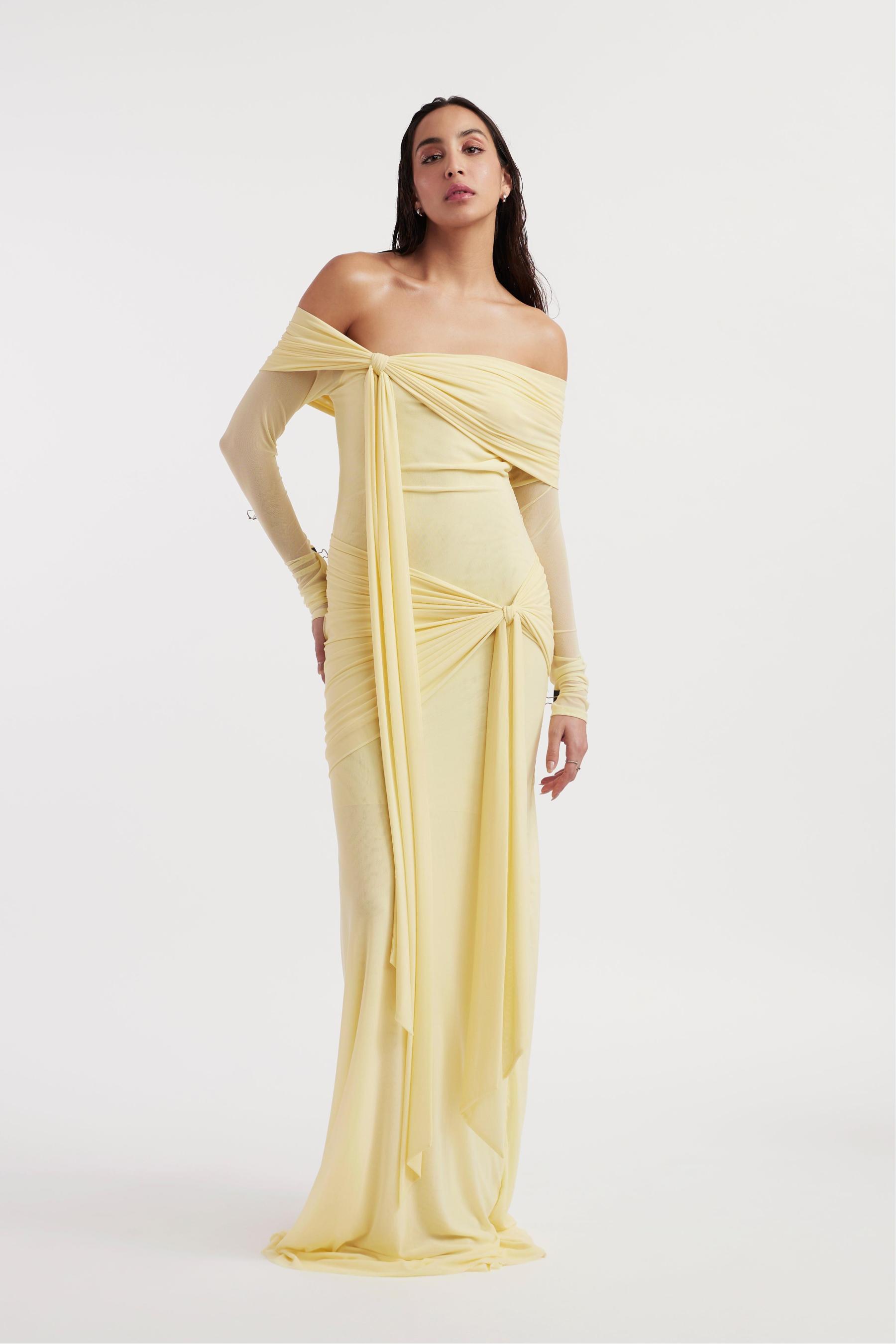 Solid Jersey Knotted Maxi Dress