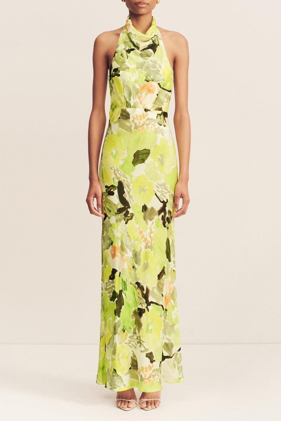 Floral Halter Neck Maxi Dress