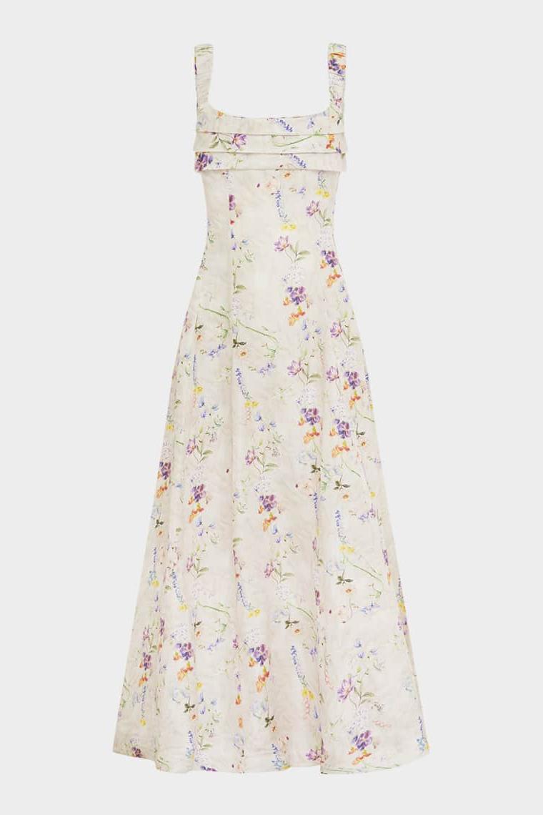 Floral Ruched Sleeveless Maxi Dress