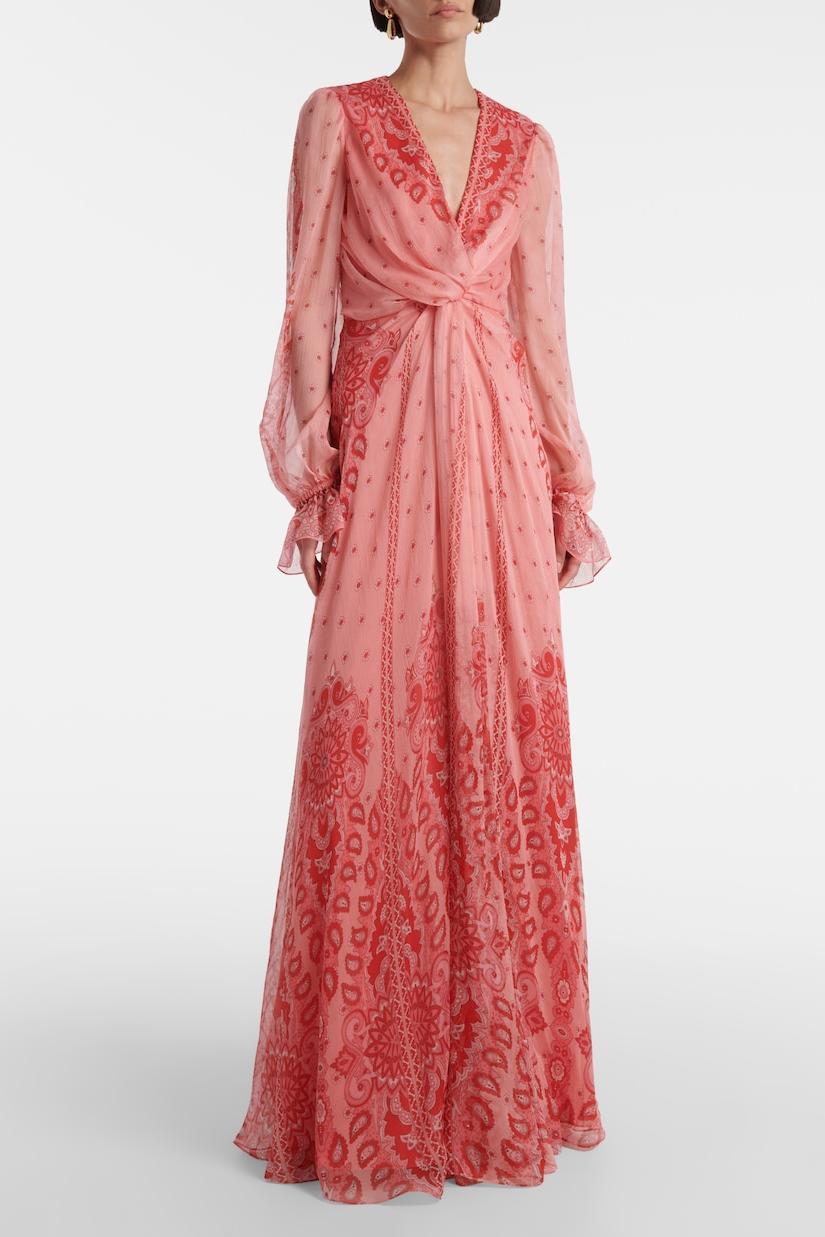 Paisley Print Chiffon Knotted  Maxi Dress