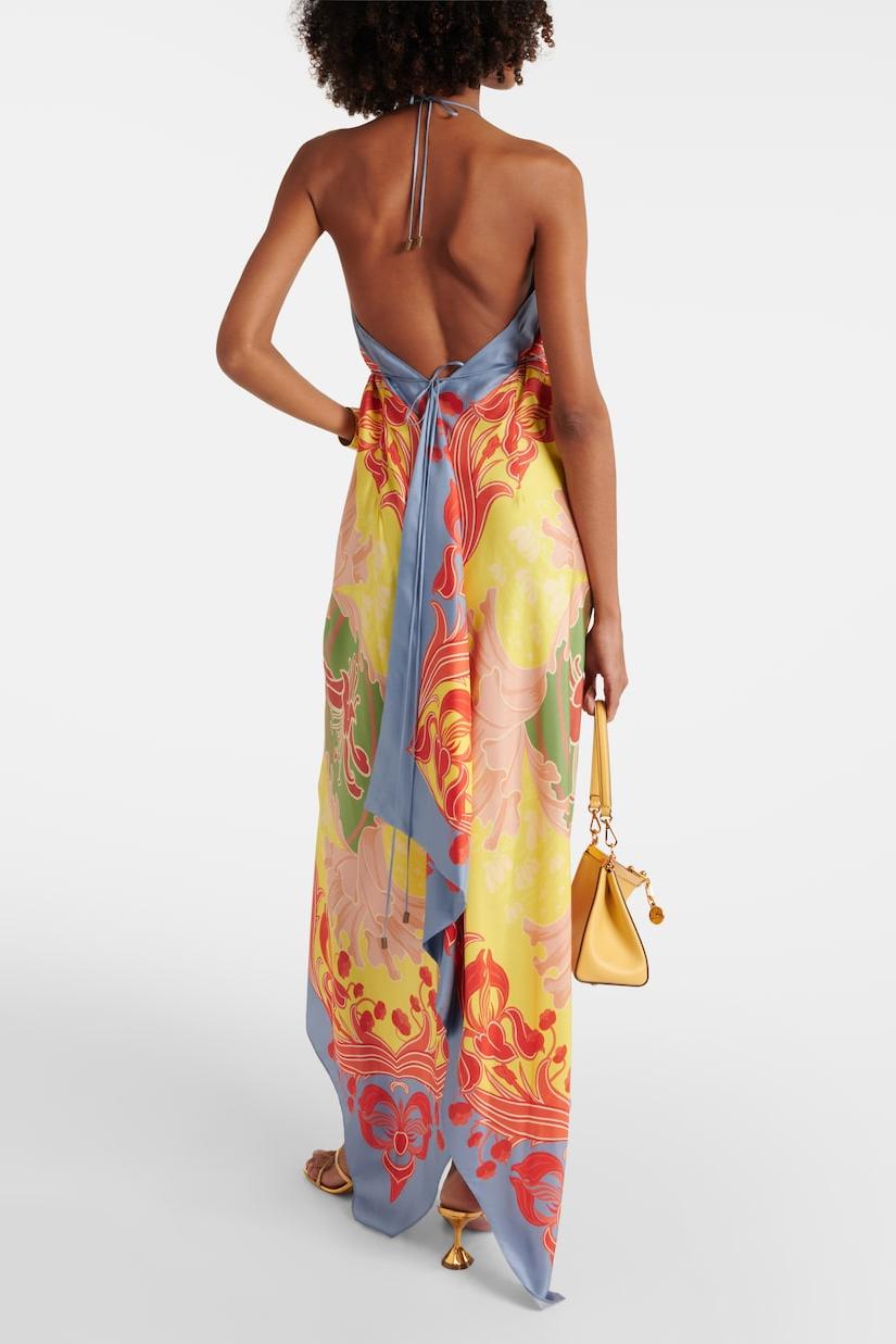 Paisley Print Halter Neck Sleeveless Midi Dress