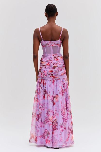 Lace Splicing Knotted Maxi Dress
