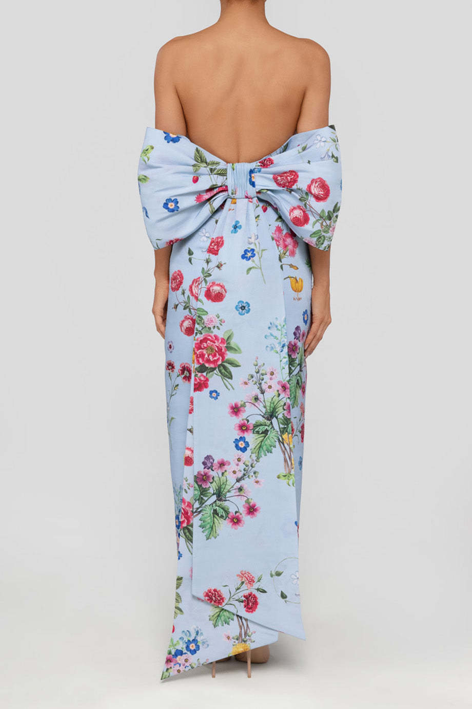 Bow Floral Off Shoulder Midi Dress