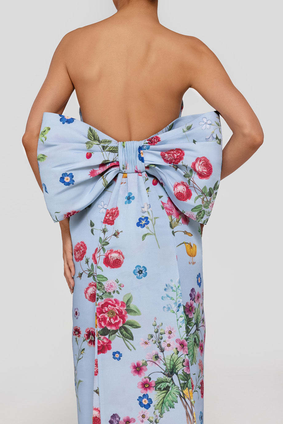 Bow Floral Off Shoulder Midi Dress