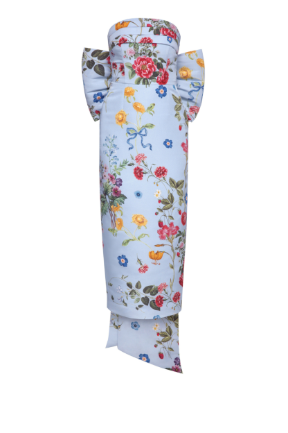 Bow Floral Off Shoulder Midi Dress