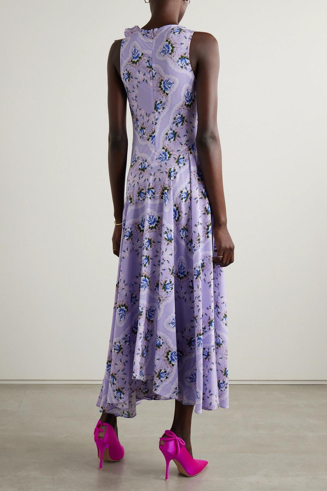 3D Flower Cowl Neckline Sleeveless Midi Dress
