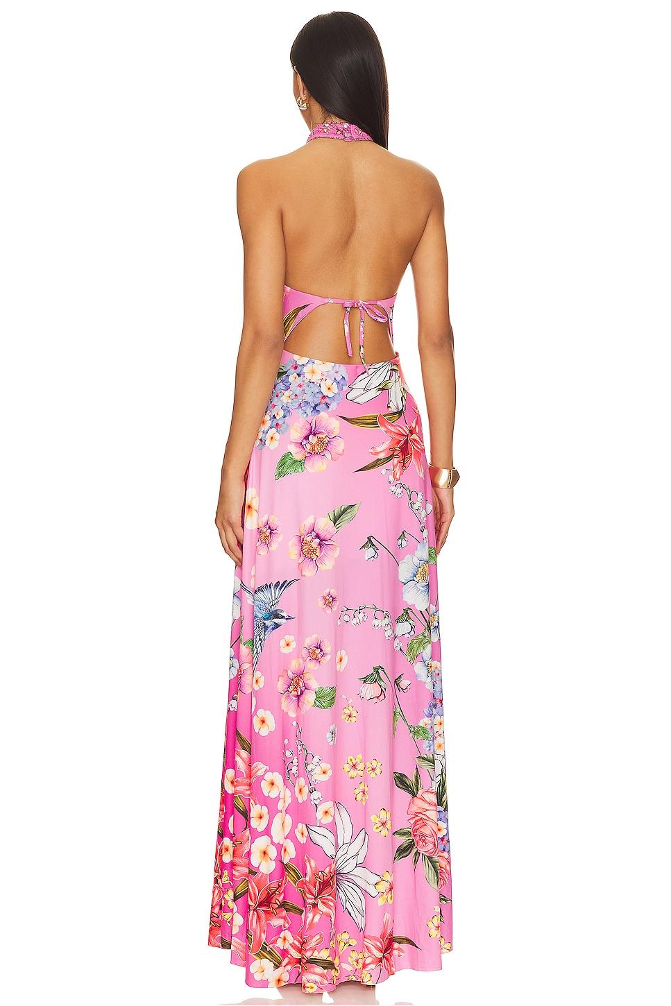 Floral Halter Neck Backless Midi Dress