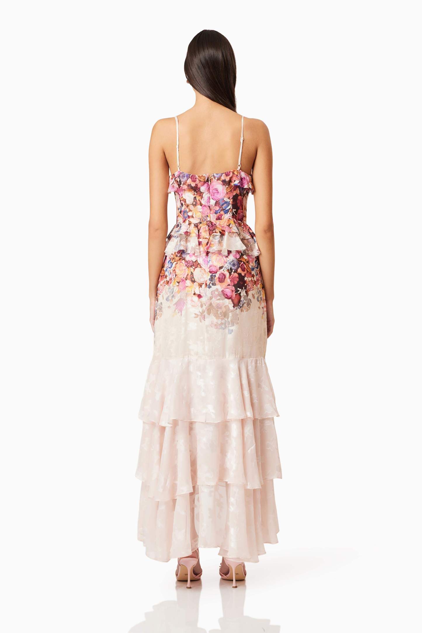 Floral Burn-Out Tiered Midi Dress