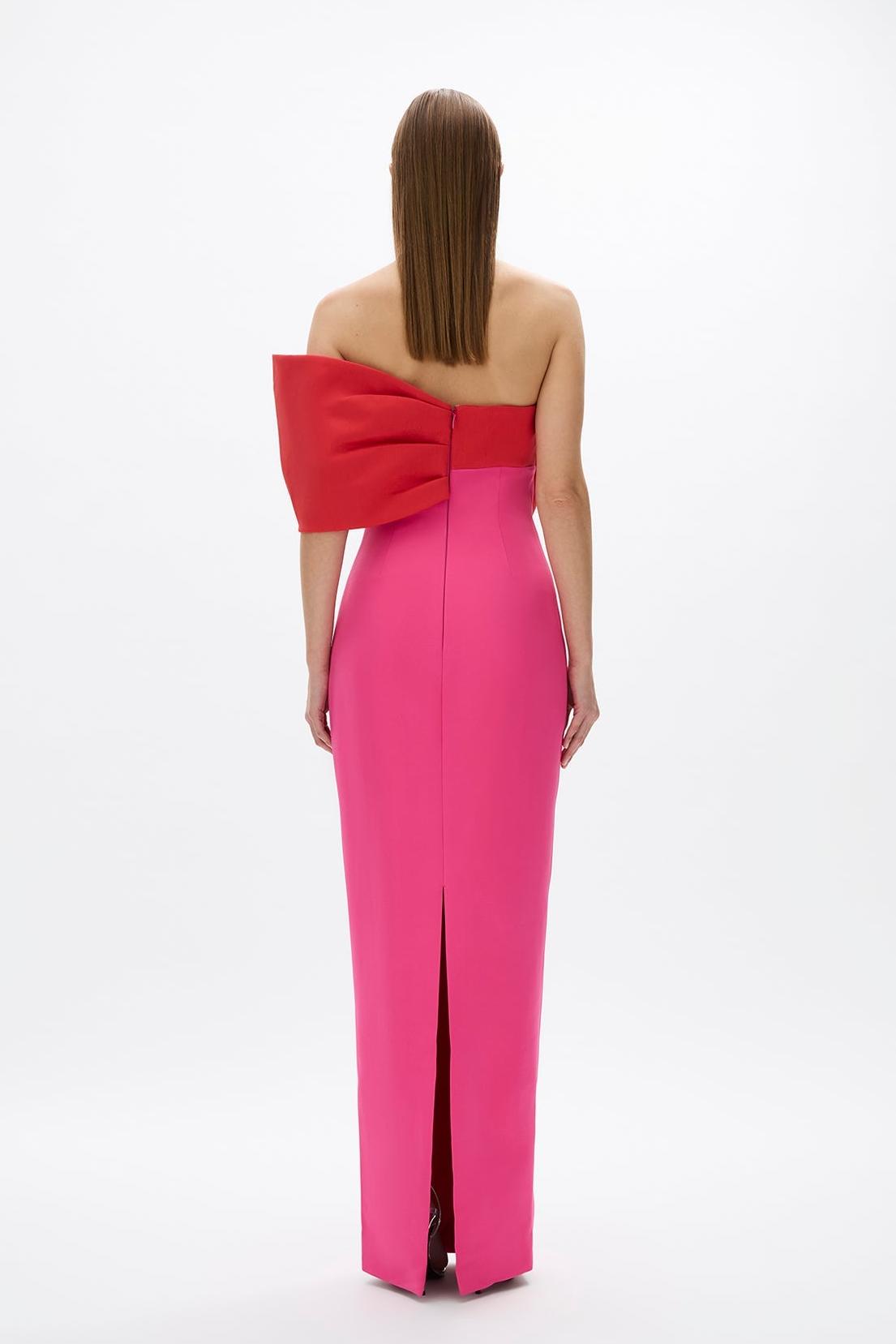 Bow Splicing Strapless Maxi Dress