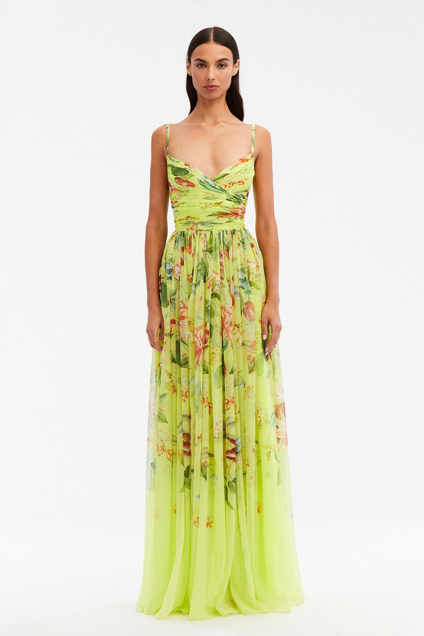 Chiffon Floral Sleeveless Maxi Dress