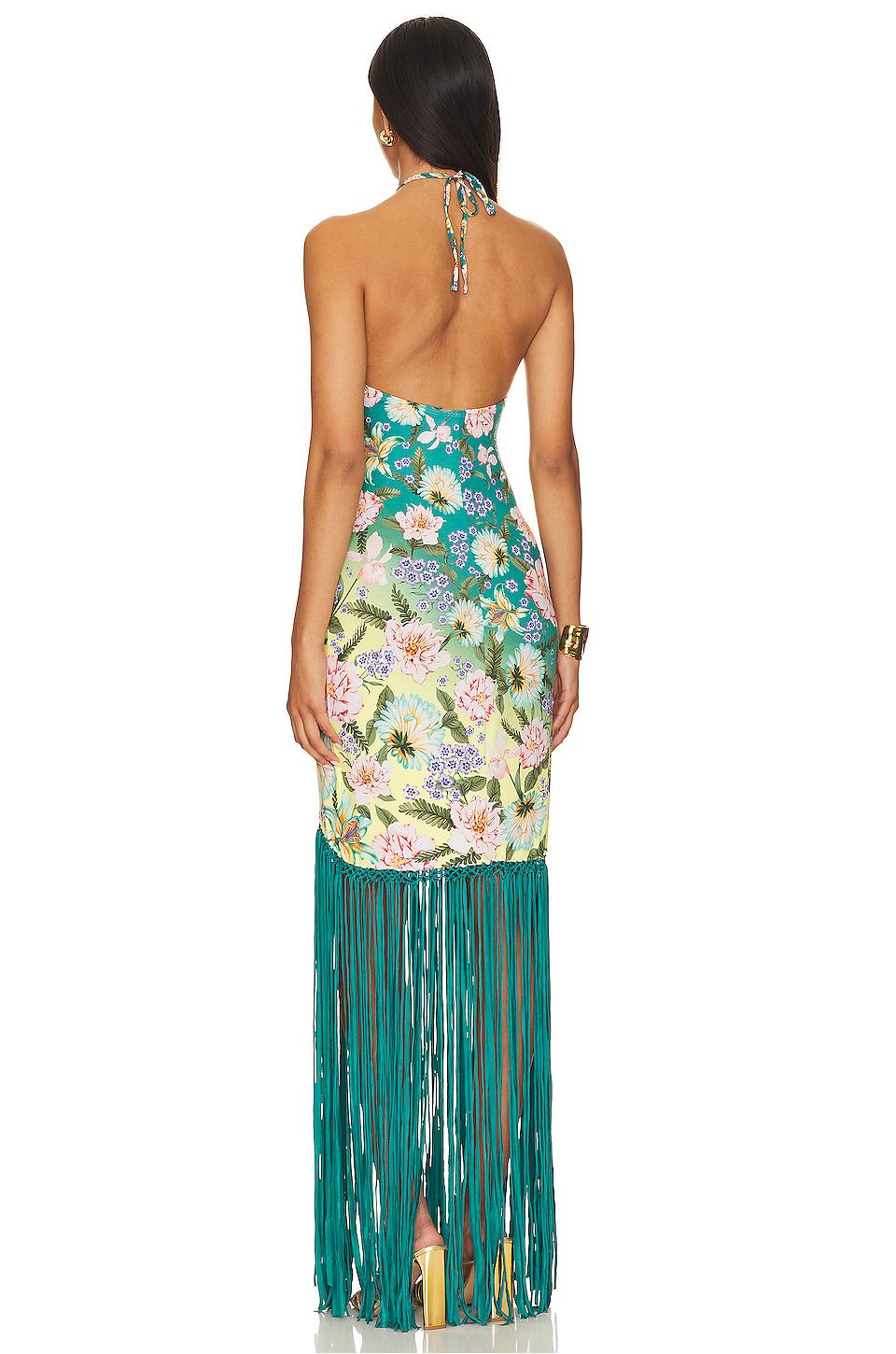 Floral Tassel Halter Neck Maxi Dress